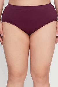 Plus Seamless High Waisted Solid Bikini Panty
