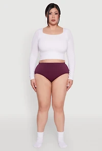 Womens Plus Size Seamless High Waisted Solid Bikini Panty, Purple, Size 3X