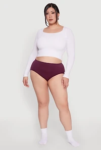 Womens Plus Size Seamless High Waisted Solid Bikini Panty, Purple, Size 3X