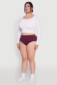 Womens Plus Size Seamless High Waisted Solid Bikini Panty, Purple, Size 3X
