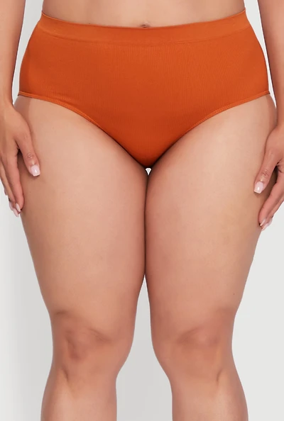 Plus Seamless Solid Comfort Bikini Underwear