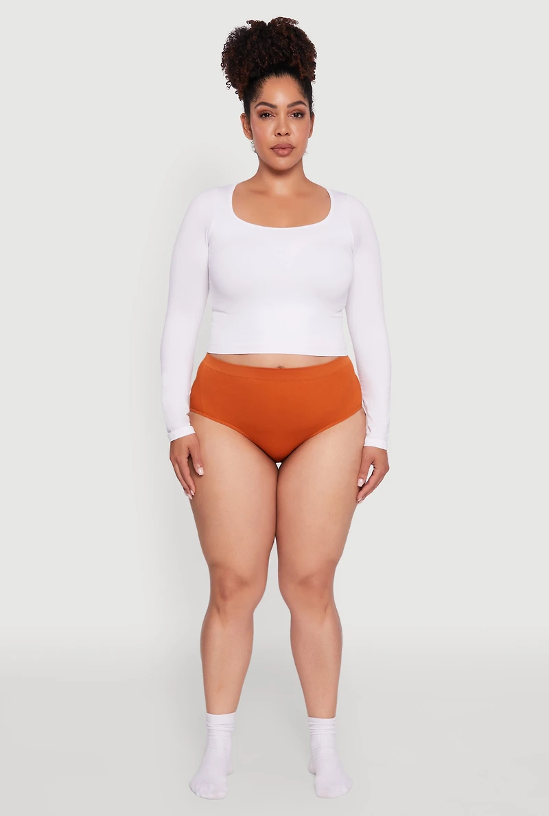 Plus Seamless Solid Comfort Bikini Underwear