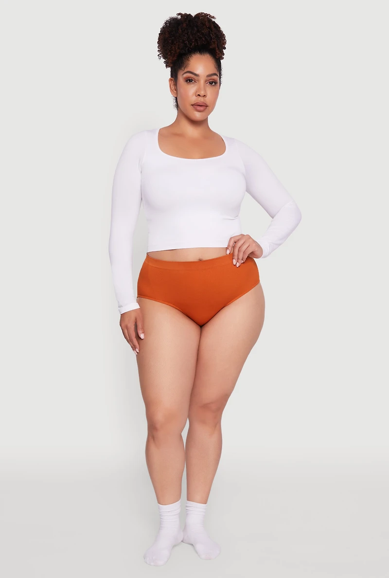 Plus Seamless Solid Comfort Bikini Underwear