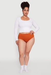 Plus Seamless Solid Comfort Bikini Underwear