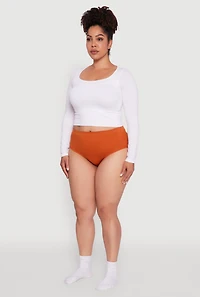Plus Seamless Solid Comfort Bikini Underwear
