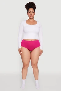 Plus Seamless Solid Comfort Bikini Underwear