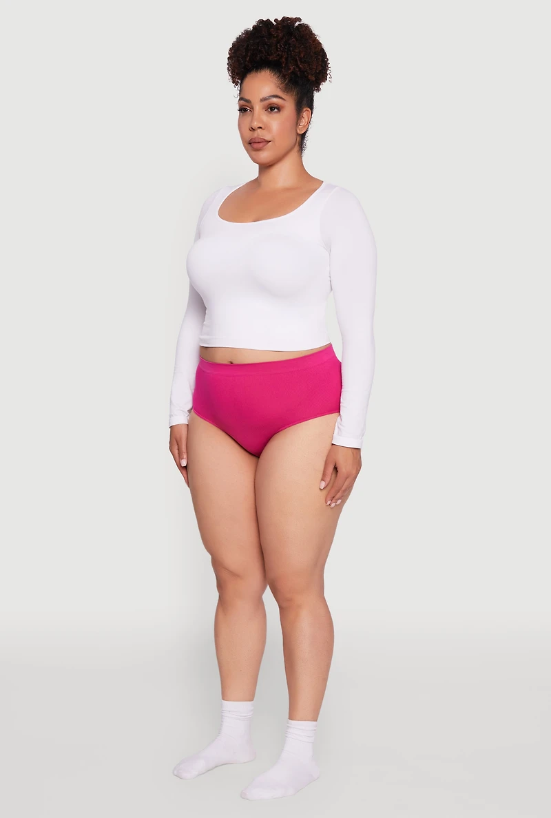 Plus Seamless Solid Comfort Bikini Underwear