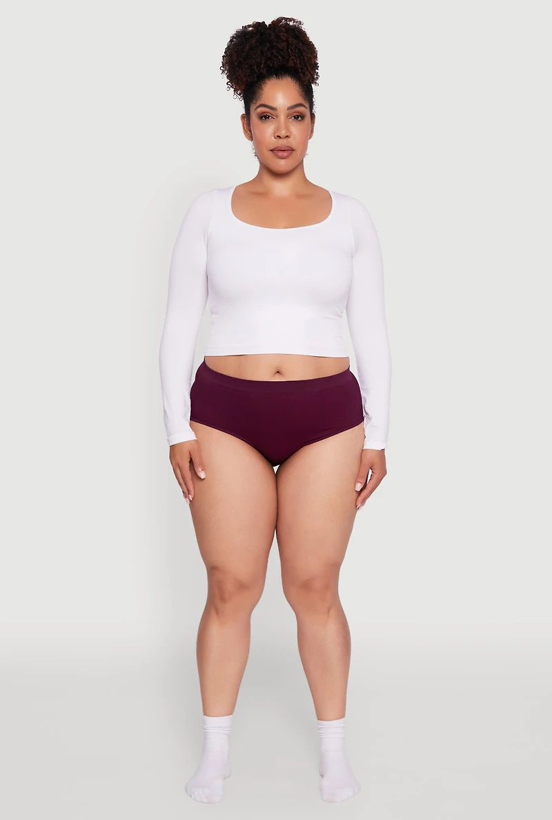 Womens Plus Seamless Solid Comfort Bikini Underwear, 2X