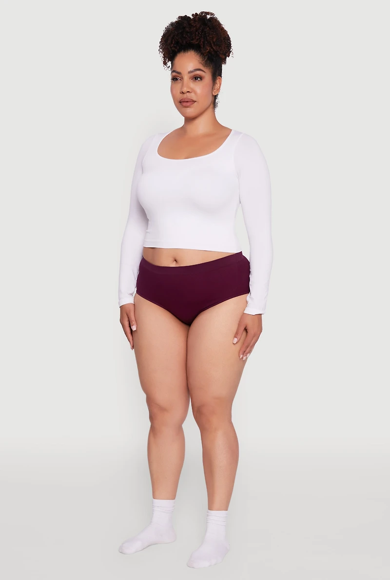 Womens Plus Seamless Solid Comfort Bikini Underwear, 2X