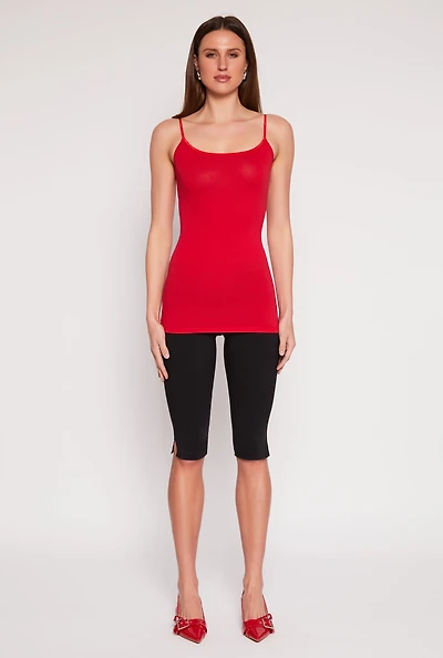 Womens Basic Scoop Neck Cami, Red, Size S