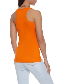 Womens Solid Racerback Ribbed Knit Tank Top, Orange, Size S