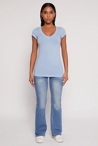 Womens V Neck Short Sleeve T Shirt,