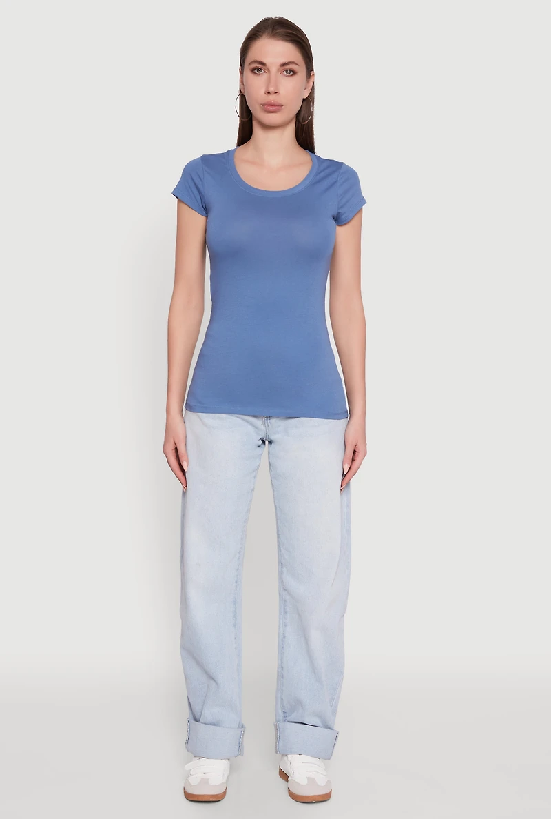 Womens Basic Scoop Neck Tee,