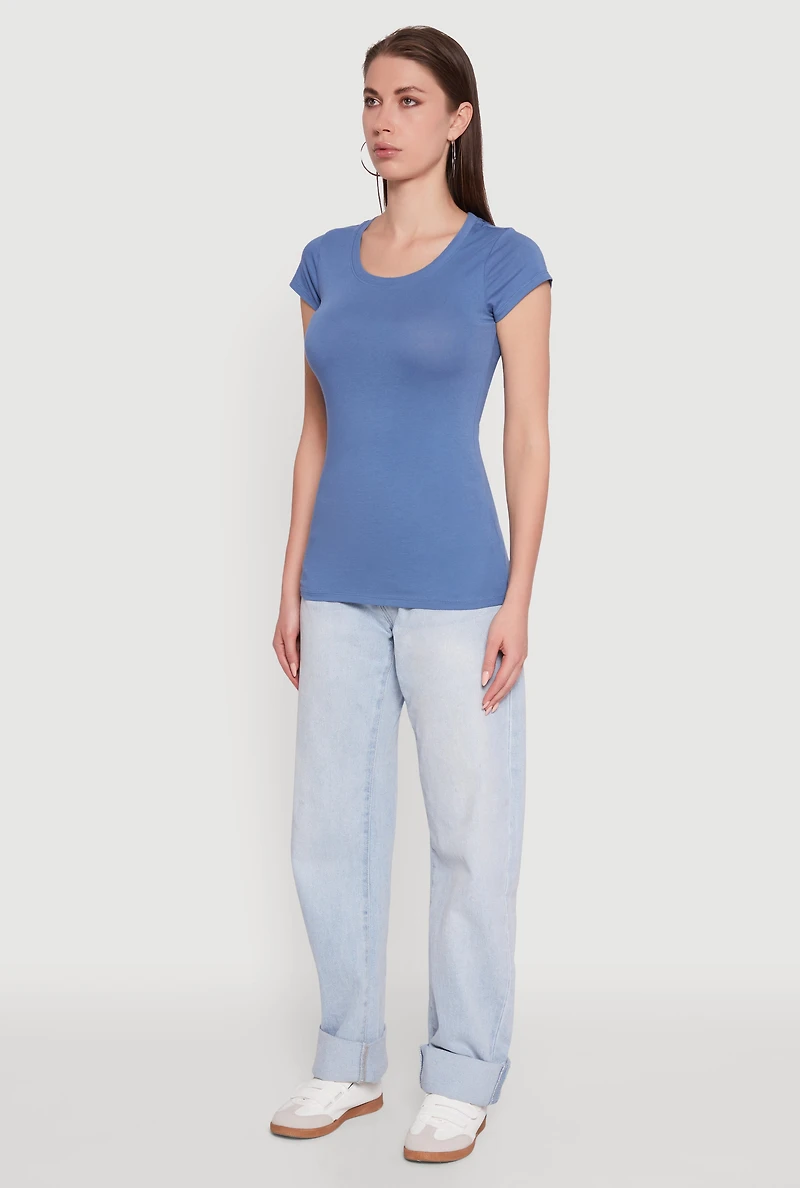 Womens Basic Scoop Neck Tee,