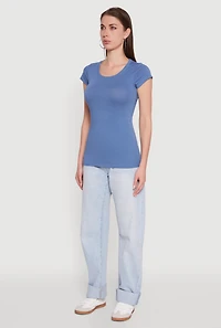 Womens Basic Scoop Neck Tee,