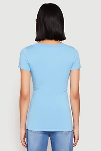 Womens Basic V Neck Short Sleeve Tee,