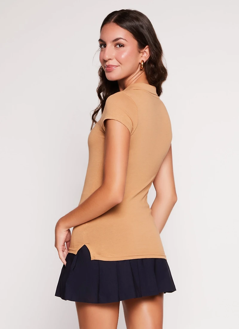 Embroidered Short Sleeve Polo Shirt