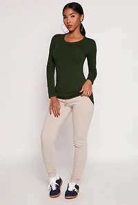 Womens Basic Crew Neck Long Sleeve Tee,