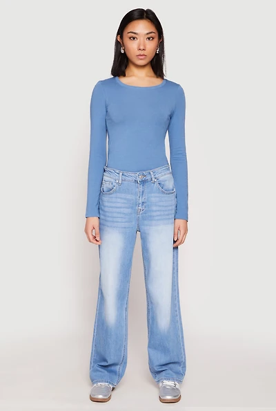Womens Basic Crew Neck Long Sleeve Tee,