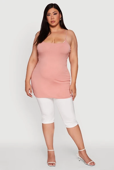 Womens Plus Solid Scoop Neck Cami,