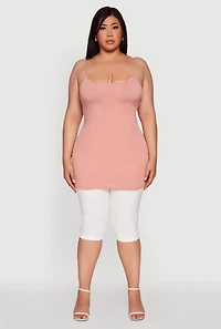 Womens Plus Size Solid Scoop Neck Cami, Pink, Size 2X