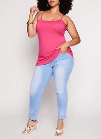 Womens Plus Size Solid Scoop Neck Cami, Pink, Size 1X