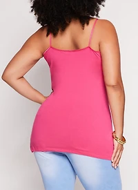 Womens Plus Size Solid Scoop Neck Cami, Pink, Size 1X