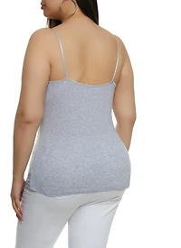 Womens Plus Size Basic Scoop Neck Cami, Grey, Size 1X