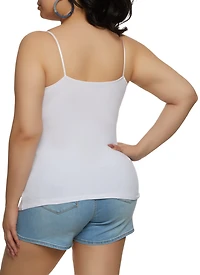 Womens Plus Size Basic Scoop Neck Cami, White, Size 3X