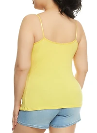 Womens Plus Size Basic Scoop Neck Cami, Yellow, Size 2X