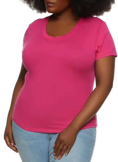 Womens Plus Basic Crew Neck T Shirt, 2X