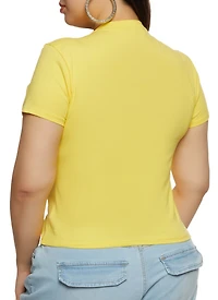 Womens Plus Basic Crew Neck T Shirt, Yellow,