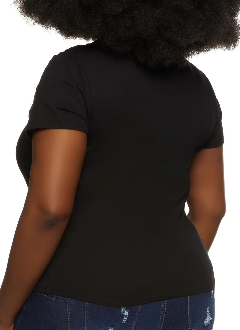 Plus V Neck Basic Tee