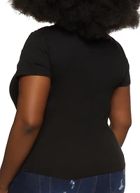 Plus V Neck Basic Tee