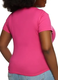 Womens Plus V Neck Basic Tee, 2X