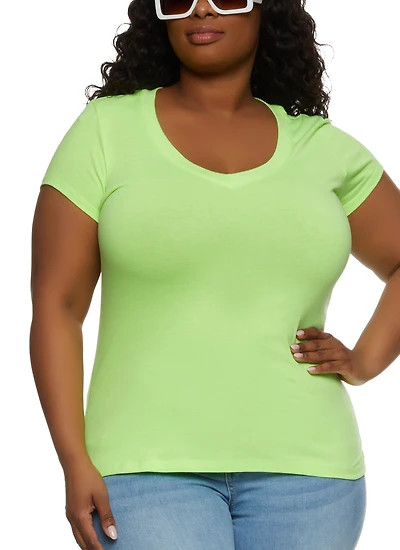 Womens Plus V Neck Tee,