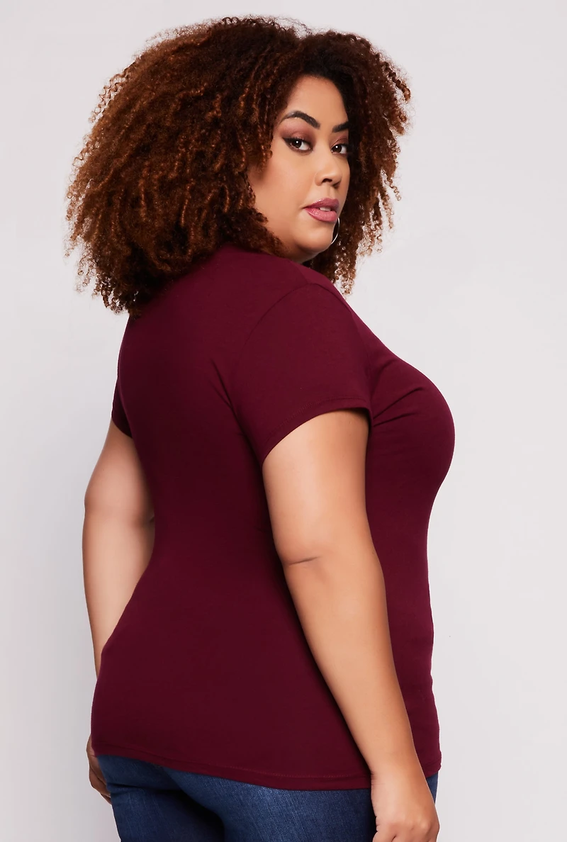 Womens Plus V Neck Tee,