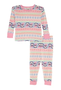 Toddler Girls Graphic Thermal Top and Pants Set, 3T