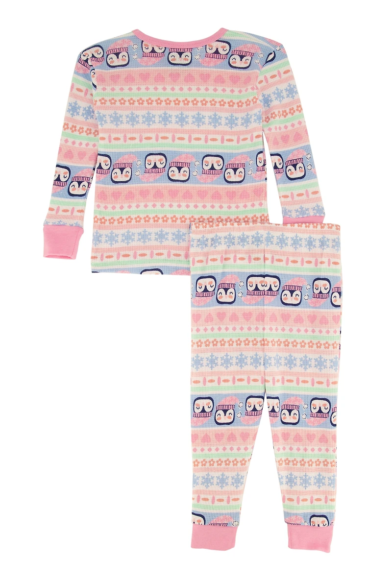 Toddler Girls Graphic Thermal Top and Pants Set, 2T