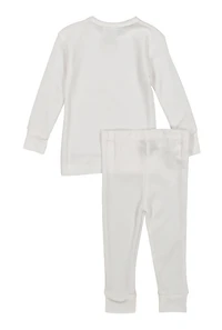 Womens Baby Girls 12-24M Thermal Top and Pants Set, White, Size 12M