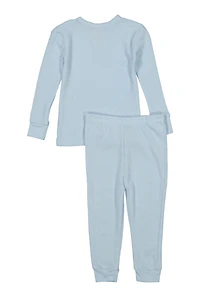Toddler Girls Thermal Top and Pants Set, Blue, Size 2T