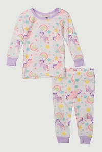 Baby Girls 12-24M Patterned Thermal Top and Pants Set,