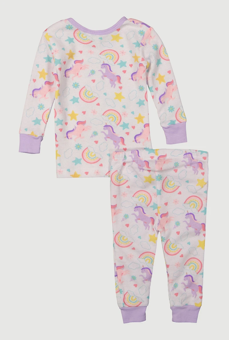 Baby Girls 12-24M Patterned Thermal Top and Pants Set,