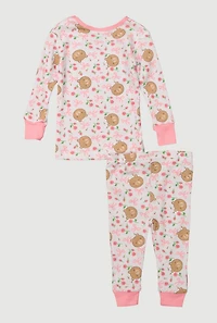 Baby Girls 12-24M Patterned Thermal Top and Pants Set, Pink, Size 12M