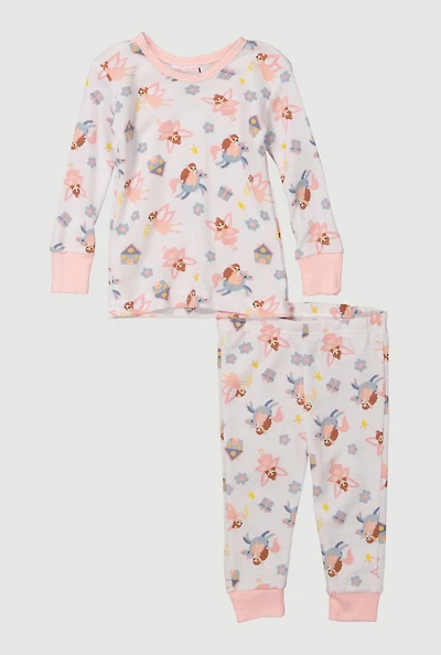 Baby Girls 12-24M Patterned Thermal Top and Pants Set, Multi, Size 12M
