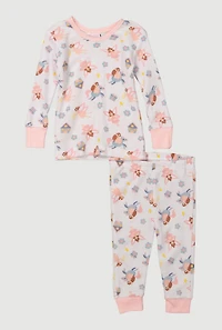 Baby Girls 12-24M Patterned Thermal Top and Pants Set, Multi,