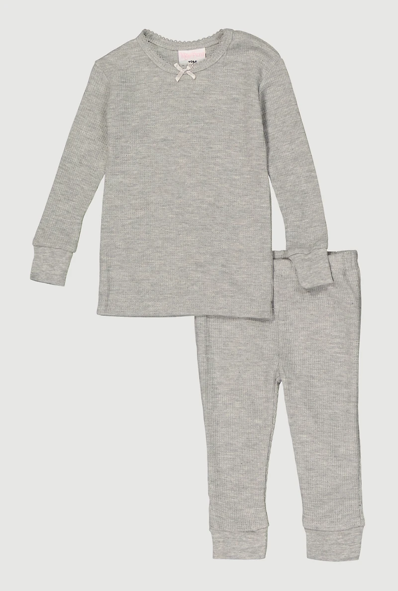 Baby Girls 12-24M Waffle Knit Thermal Top and Pants,