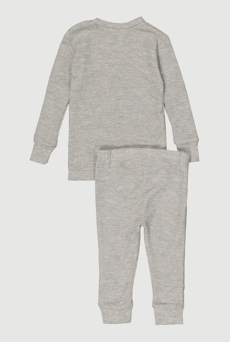 Baby Girls 12-24M Waffle Knit Thermal Top and Pants,