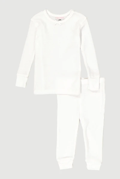 Baby Girls 12-24M Waffle Knit Thermal Top and Pants