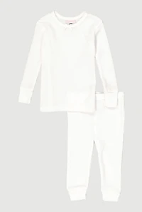 Baby Girls 12-24M Waffle Knit Thermal Top and Pants